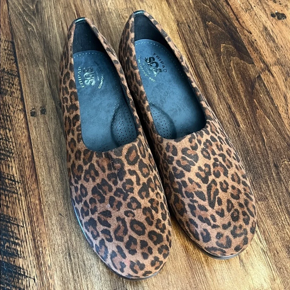 SAS Bliss Slip-On Wedge New Tan Leopard Print Sz 11W
